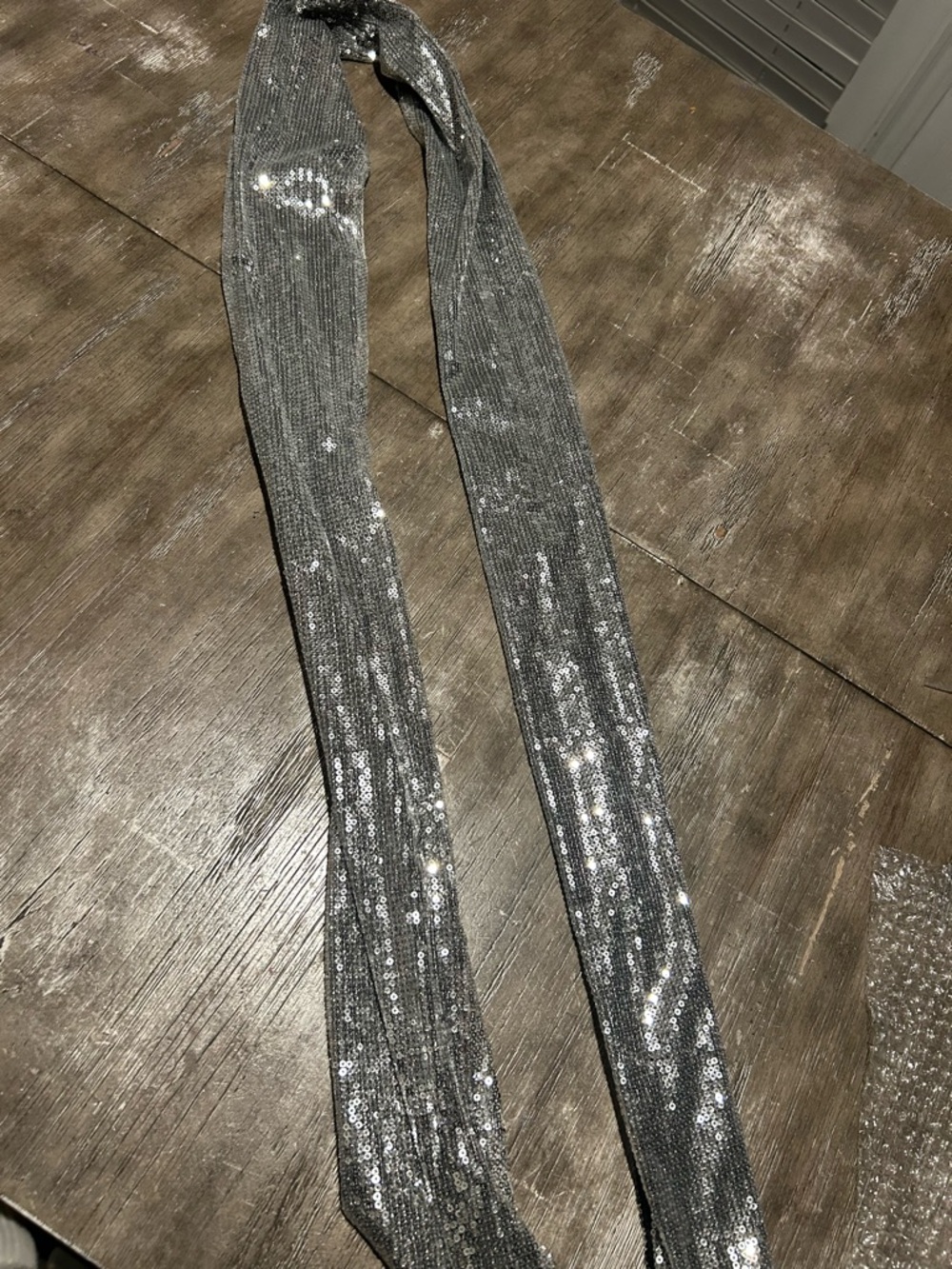 Silver Sequin Skinny y2k “Hannah Montana” scarf duo sided